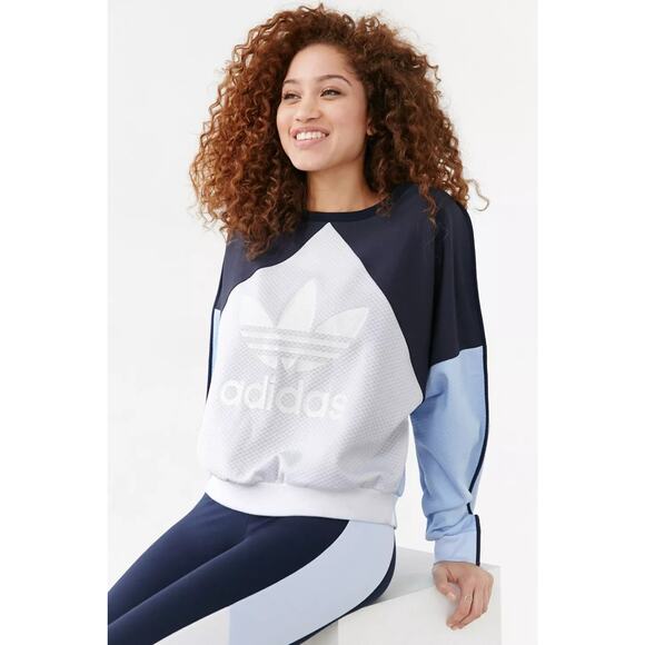 adidas Originals Helsinki Crew-Neck Sweatshirt US M fleece lined Batwing Sweater - Picture 4 of 11